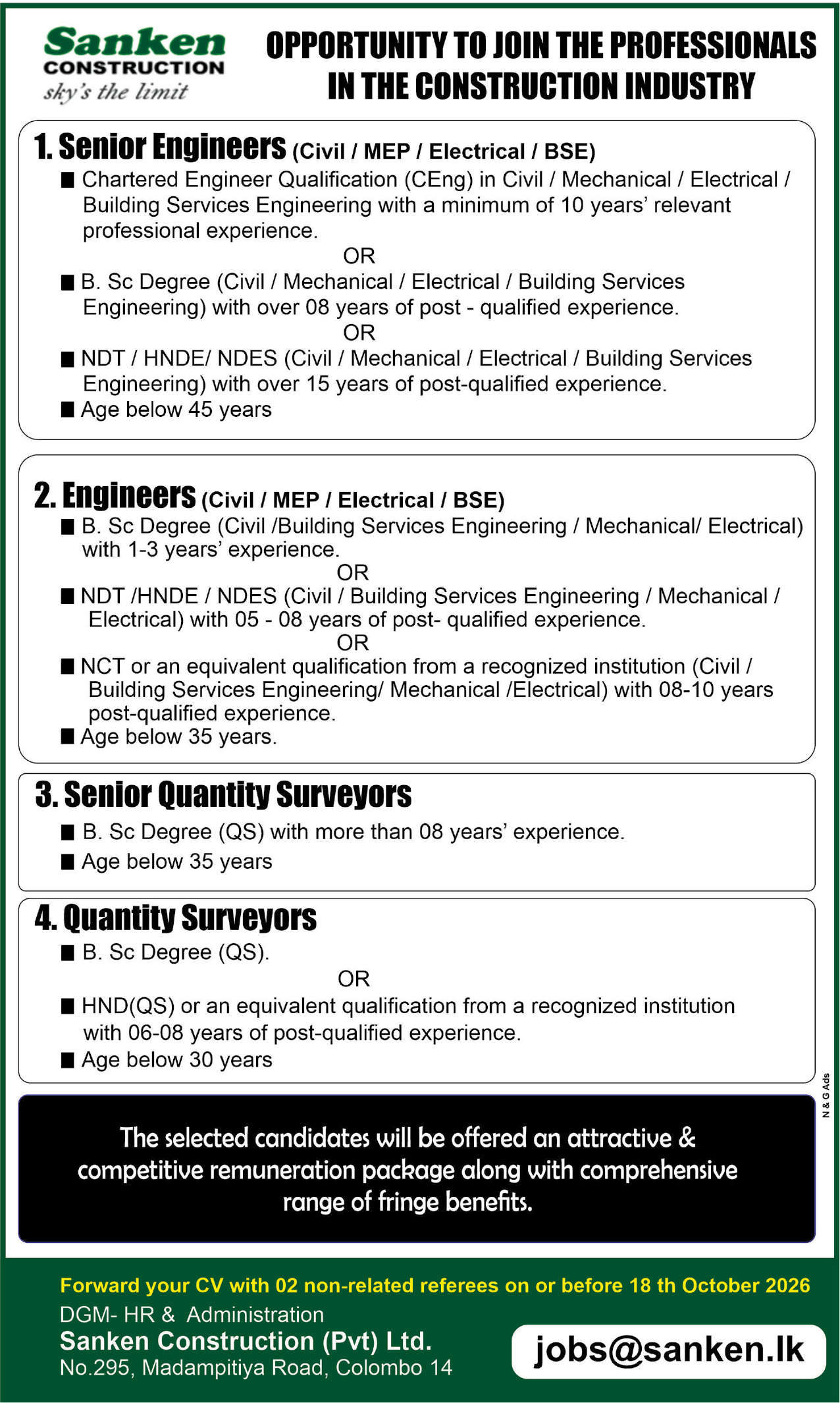 Senior Quantity Surveyors header image