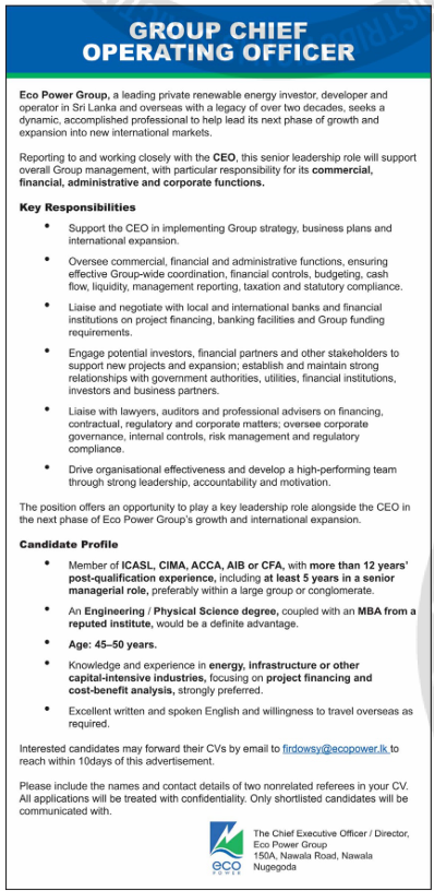 CHIEF OPERATING OFFICERS header image