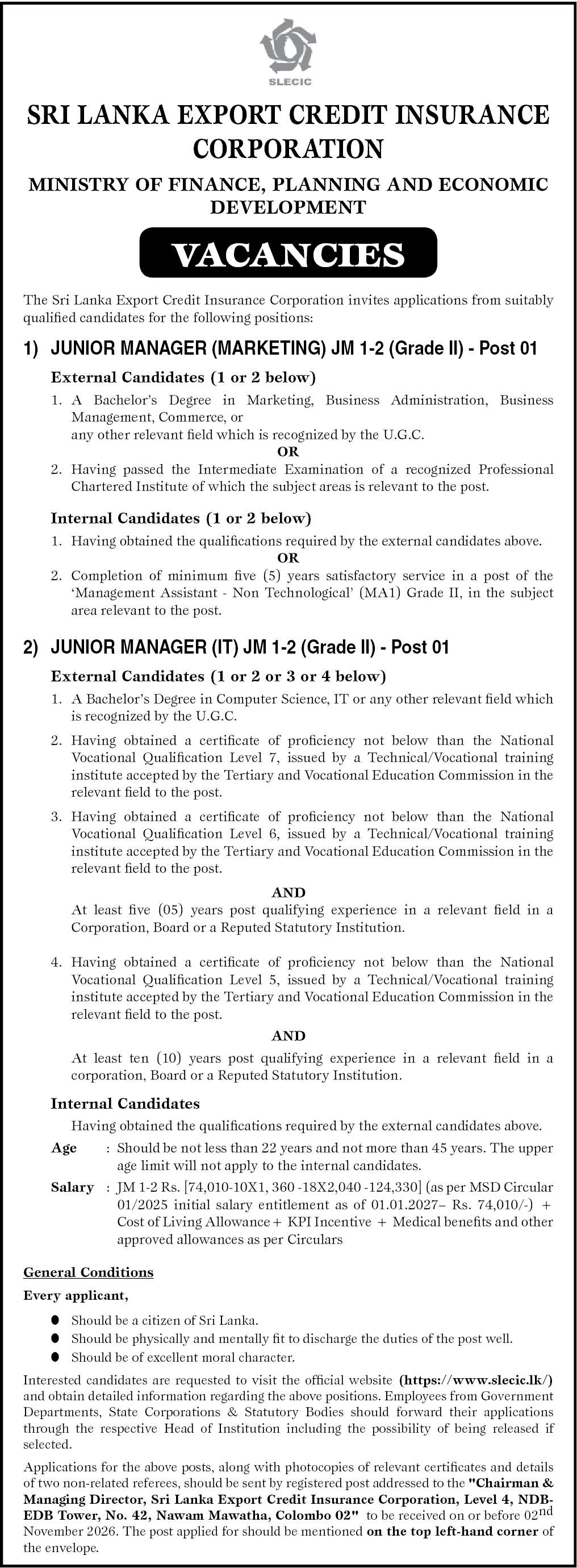 JUNIOR MANAGER (IT) header image
